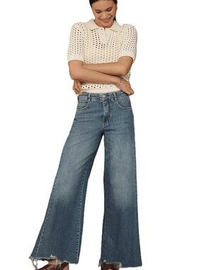 The Adi Regenerative Cotton Mid-rise Flare Jeans by Pilcro from Anthropologie